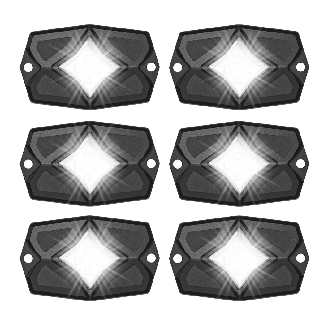 Edge Rlw-6 IP68 Waterproof White LED Rock Lights 6 Pods, Under-Glow White LED Light for Car Truck ATV UTV SUV off-Road Boat Motorcycle Vehicle, Under Body Glo