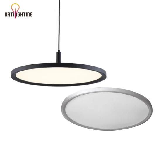 Lampada da tavolo rotonda per ristorante Morden Lampada da tavolo per interni per cucina domestica Illuminazione a sospensione Illuminazione a sospensione sottile per ufficio dimmerabile Lampada da soffitto a LED per montaggio su superficie interna